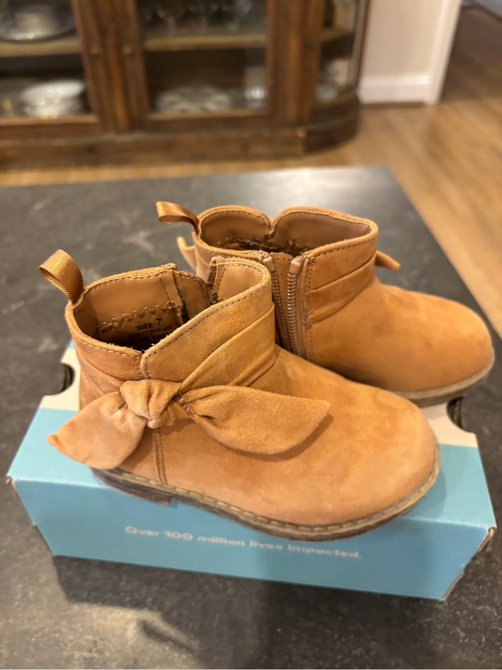 GAP Girls Suede Bow Ankle Boots - Tan